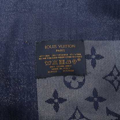 Louis Vuitton Wool Silk Monogram Shawl Blue Nuit 2 of 5