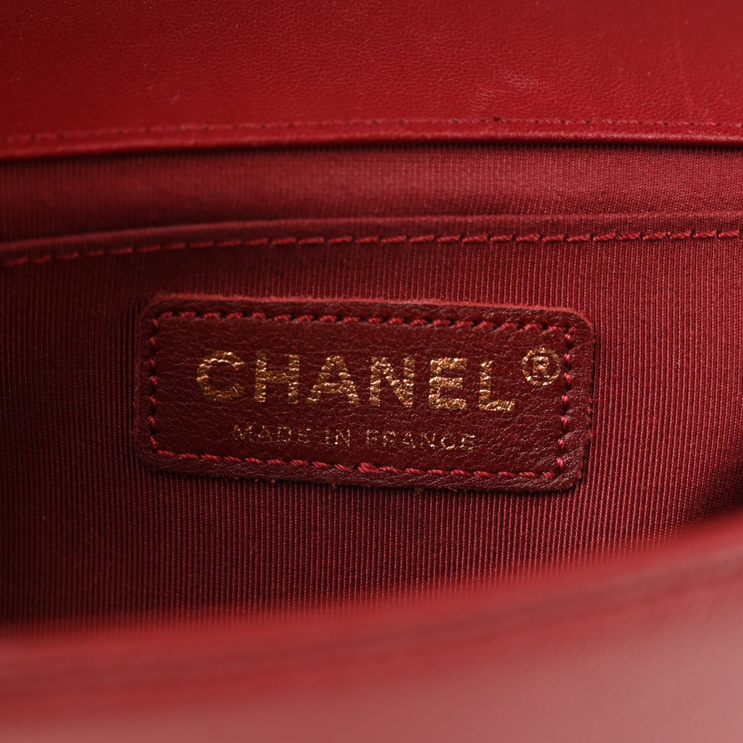 Lambskin Quilted Medium Boy Flap Dark Red