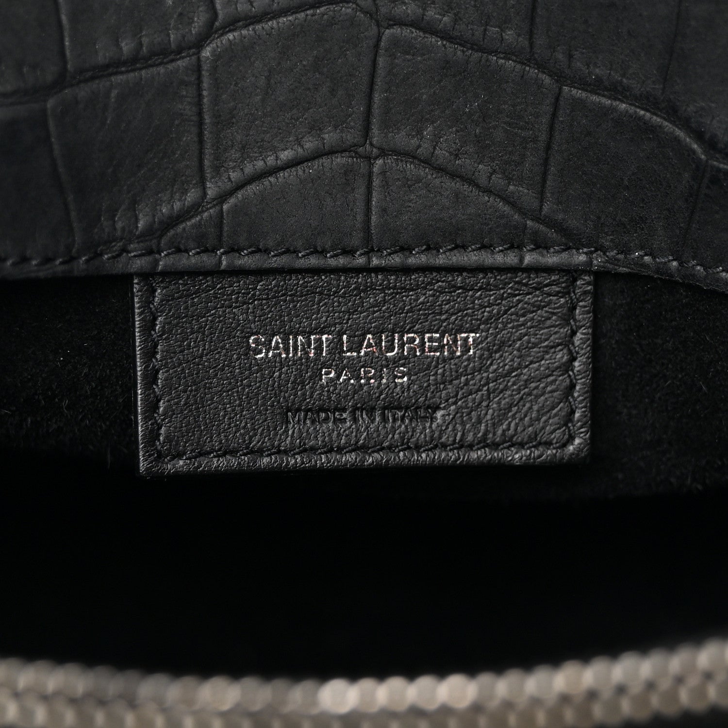 Saint Laurent Crocodile Embossed Suede Small Supple Sac de Jour Black 7 of 18