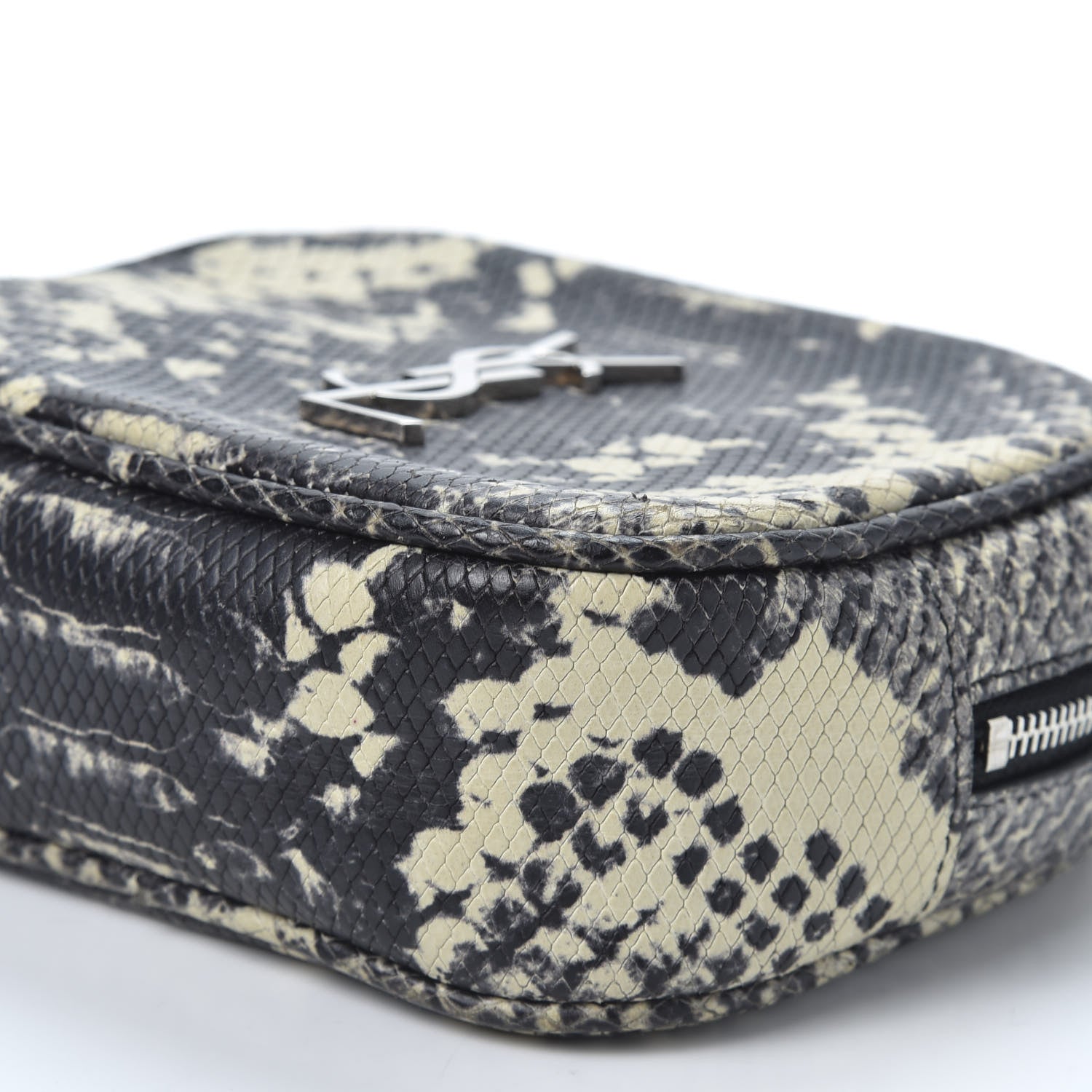 Saint Laurent Python Embossed Calfskin Monogram Blogger Bag Black Beige 6 of 8
