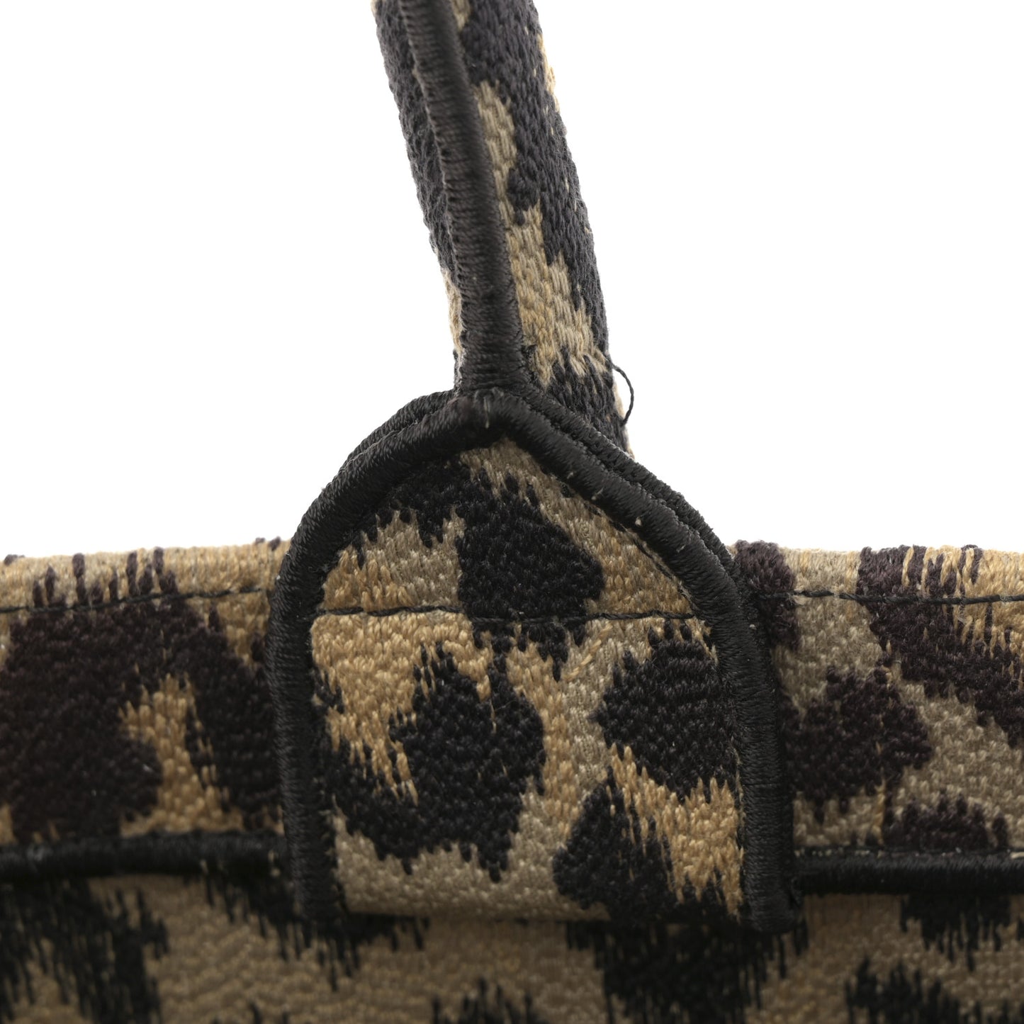 Canvas Mizza Embroidered Medium Leopard Book Tote Beige
