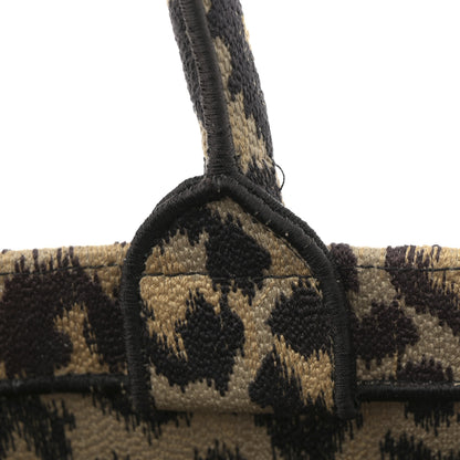 Christian Dior Canvas Mizza Embroidered Medium Leopard Book Tote Beige 11 of 12