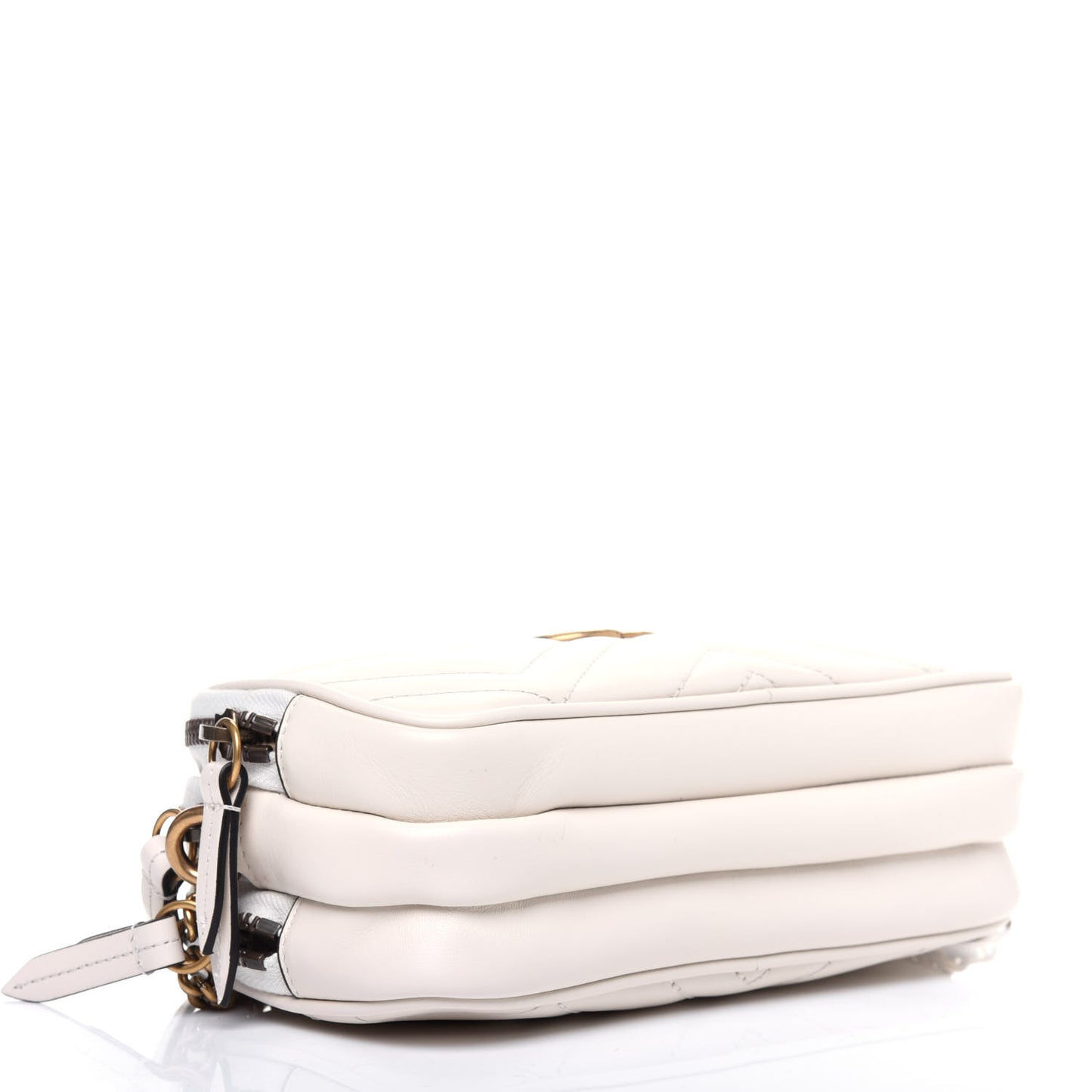 Calfskin Matelasse Mini GG Marmont Chain Crossbody Bag White