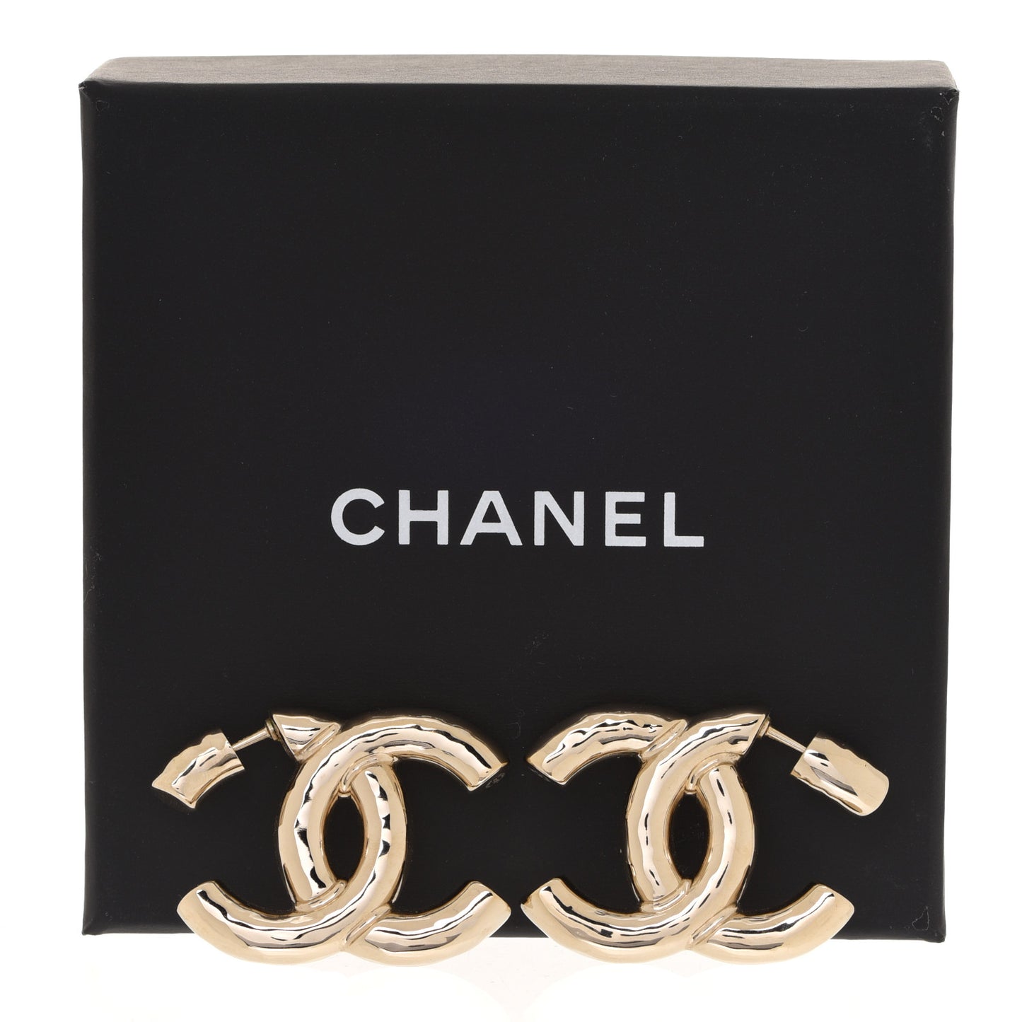 Metal Large CC Earrings Light Gold