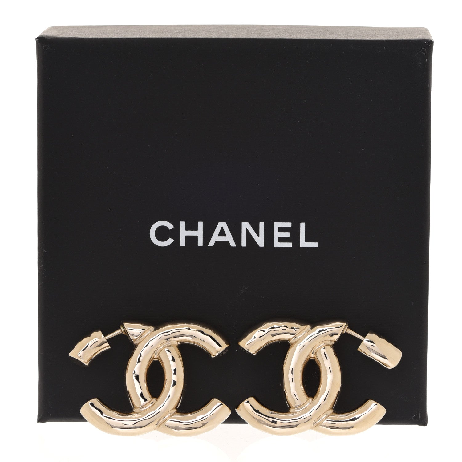 Chanel Metal Large CC Earrings Light Gold 5 of 5