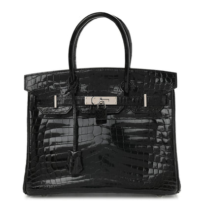 Hermes Shiny Niloticus Crocodile Birkin 30 Black 1 of 10