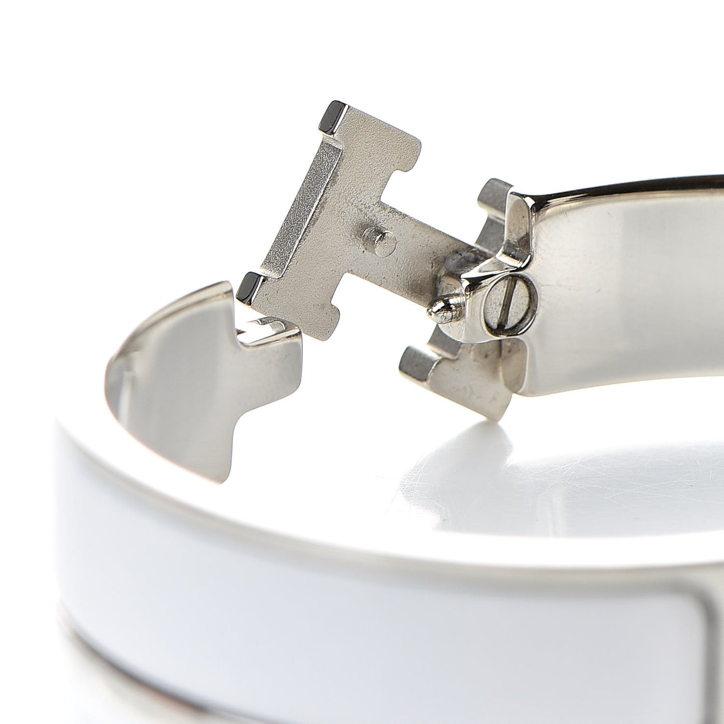 Enamel Narrow Clic Clac H Bracelet PM White