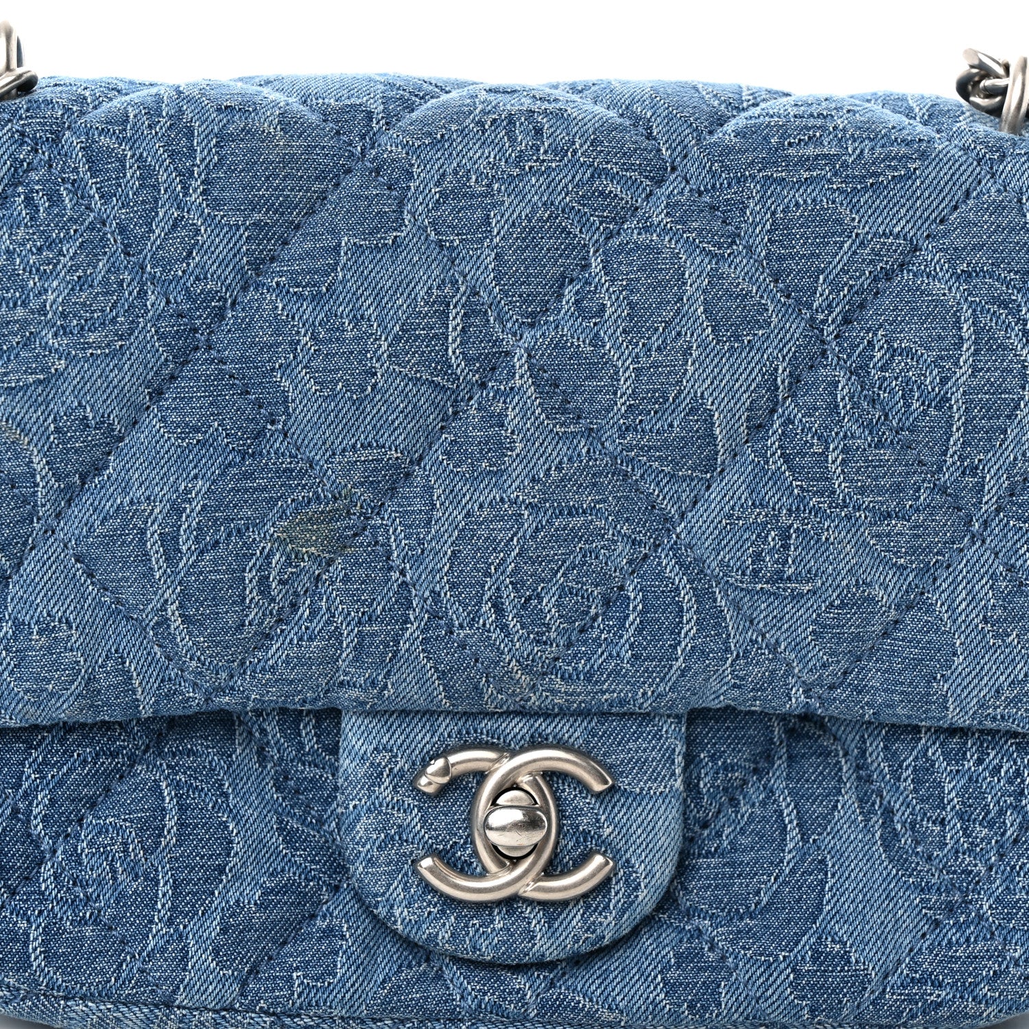 Chanel Denim Quilted Camellia Sweetheart Mini Flap Blue 8 of 16