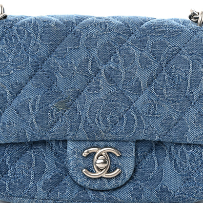 Chanel Denim Quilted Camellia Sweetheart Mini Flap Blue 8 of 16