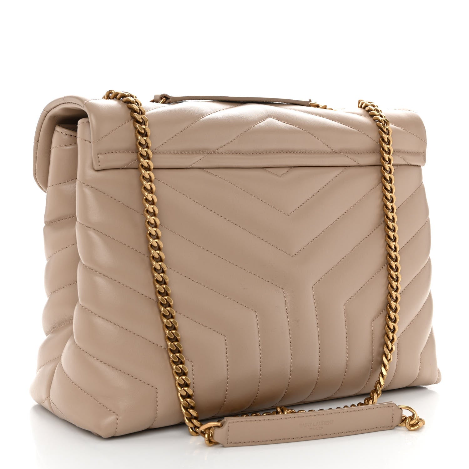 Saint Laurent Calfskin Y Quilted Monogram Medium Loulou Chain Satchel Light Natural 3 of 9