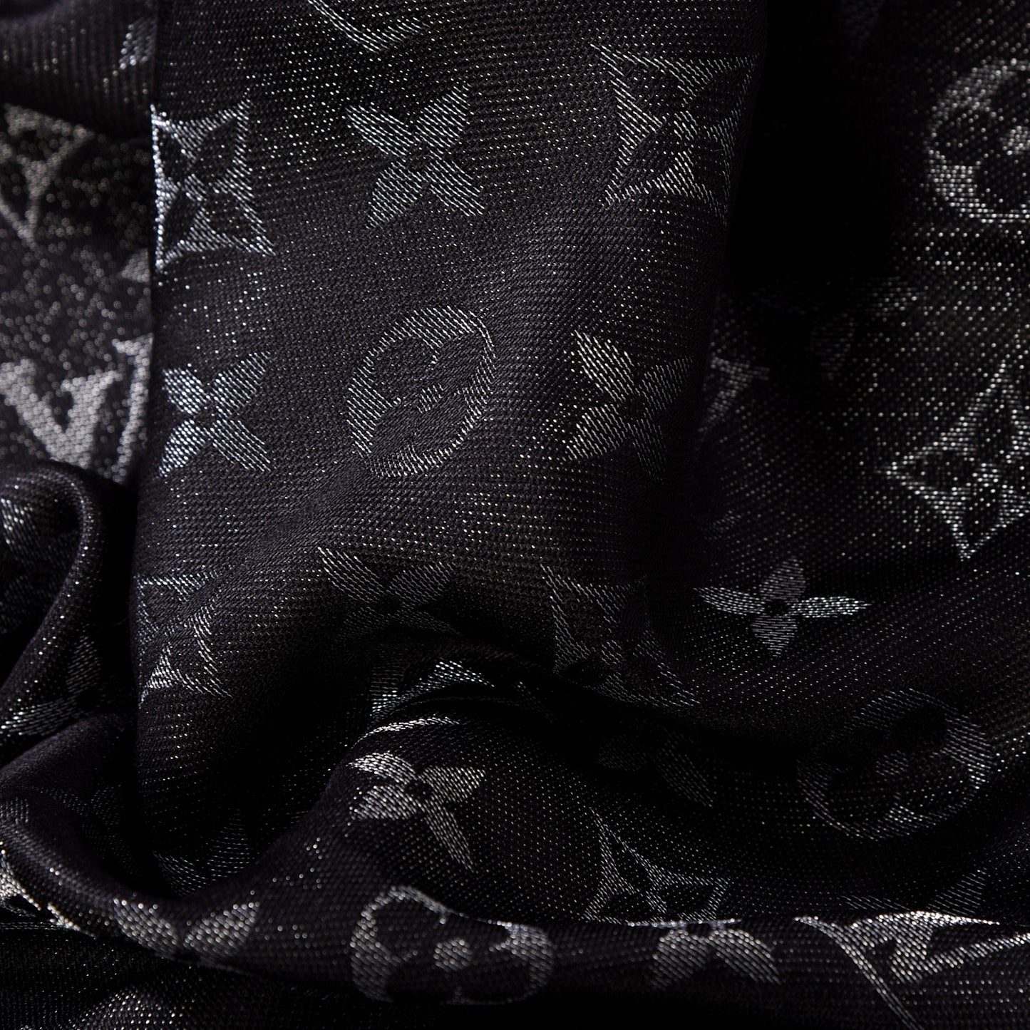 Silk Lurex Wool So Shine Monogram Shawl Black