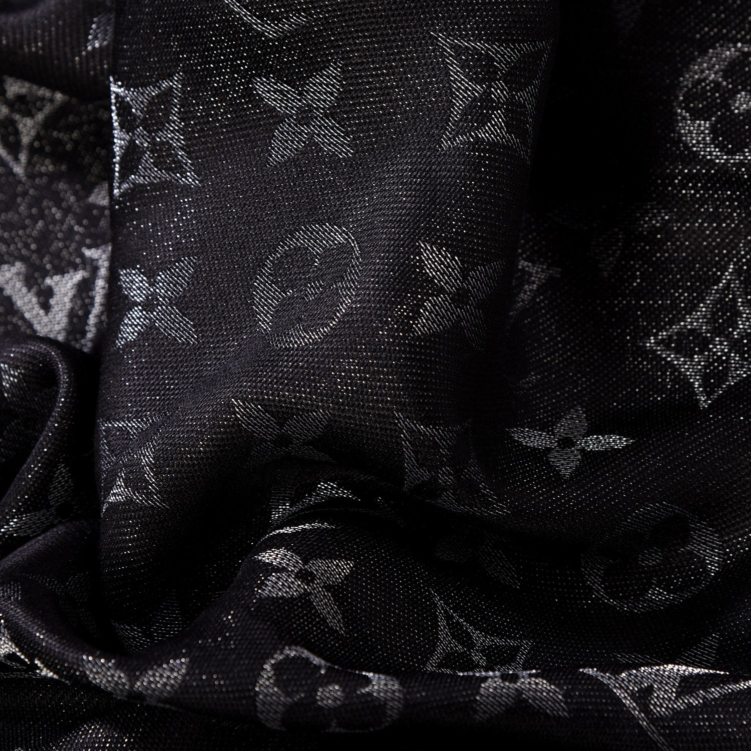Louis Vuitton Silk Lurex Wool So Shine Monogram Shawl Black 2 of 4