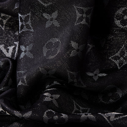 Louis Vuitton Silk Lurex Wool So Shine Monogram Shawl Black 2 of 4