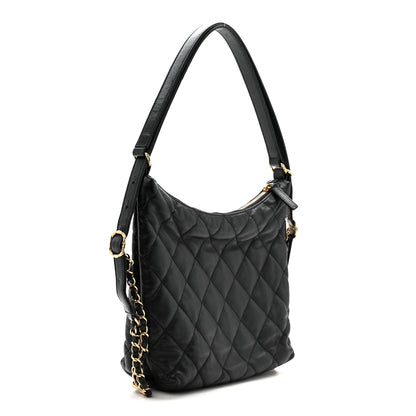 Chanel Lambskin Quilted Maxi Hobo Black 2 of 11