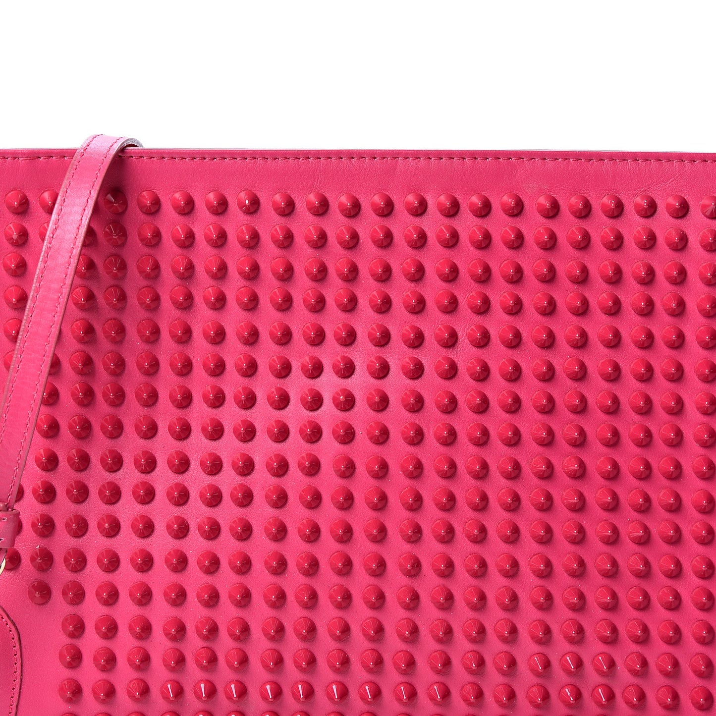 Calfskin Spikes Loubiposh Chain Clutch Fuchsia