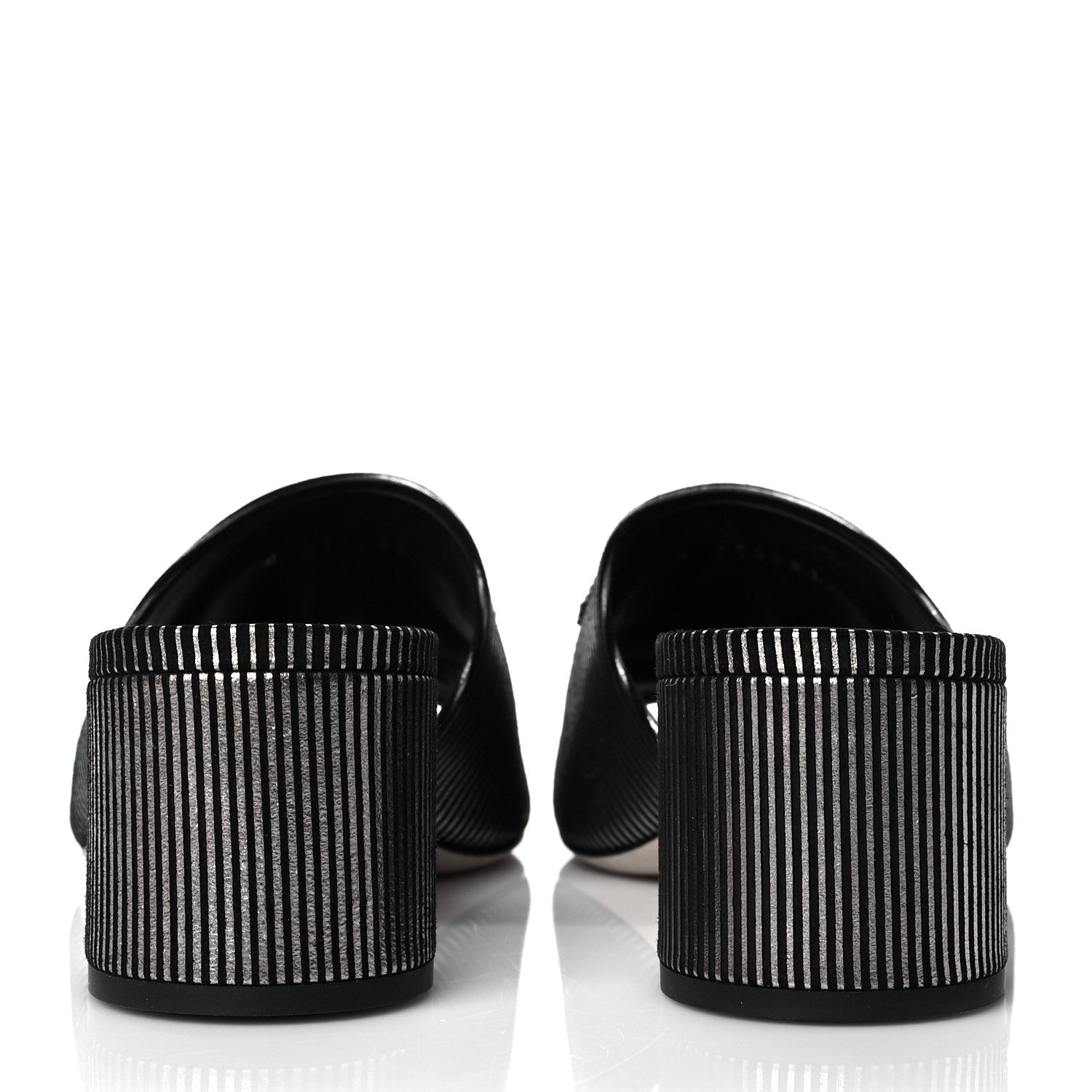 Chanel Calfskin Striped Beaded CC Mule Sandals 39 Black 5 of 11