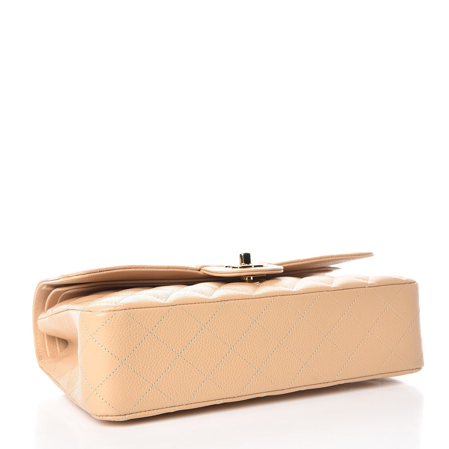 Caviar Quilted Medium Double Flap Beige Clair