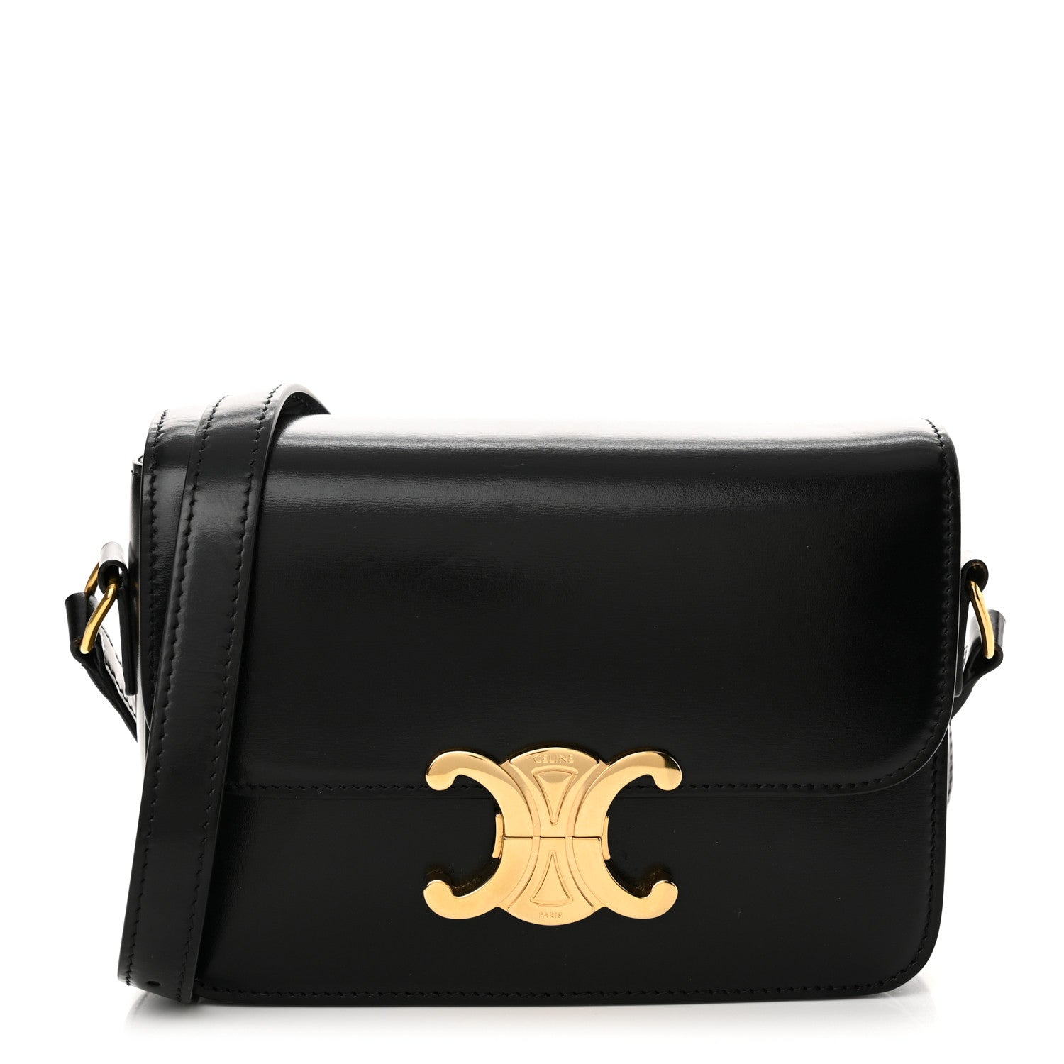 Celine Shiny Calfskin Teen Triomphe Black 1 of 10