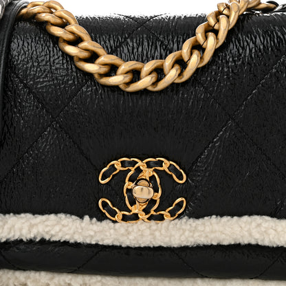 Chanel Crumpled Calfskin Shearling Sheepskin Quilted Medium Chanel 19 Flap Black 8 of 10