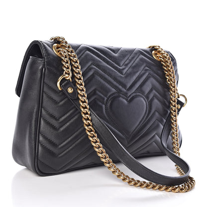 Gucci Calfskin Matelasse Medium GG Marmont Shoulder Bag Black 3 of 11