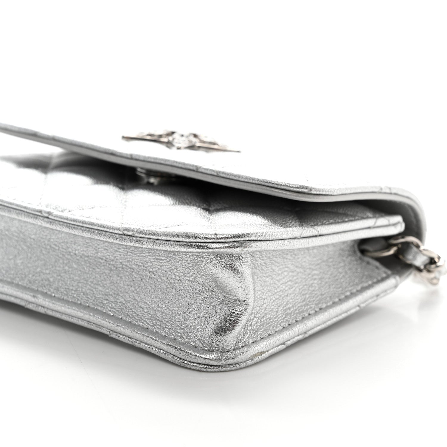 Chanel Metallic Goatskin Quilted Star Flap Waist Belt Bag Silver 11 of 11