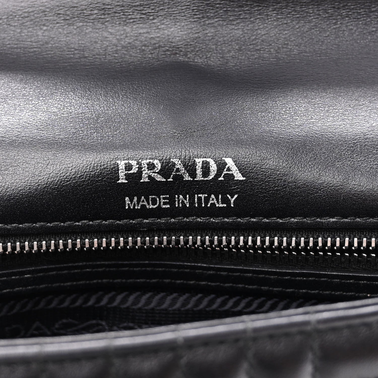 Prada Soft Calfskin Impunture Diagramme Small Chain Flap Shoulder Bag Black 6 of 13