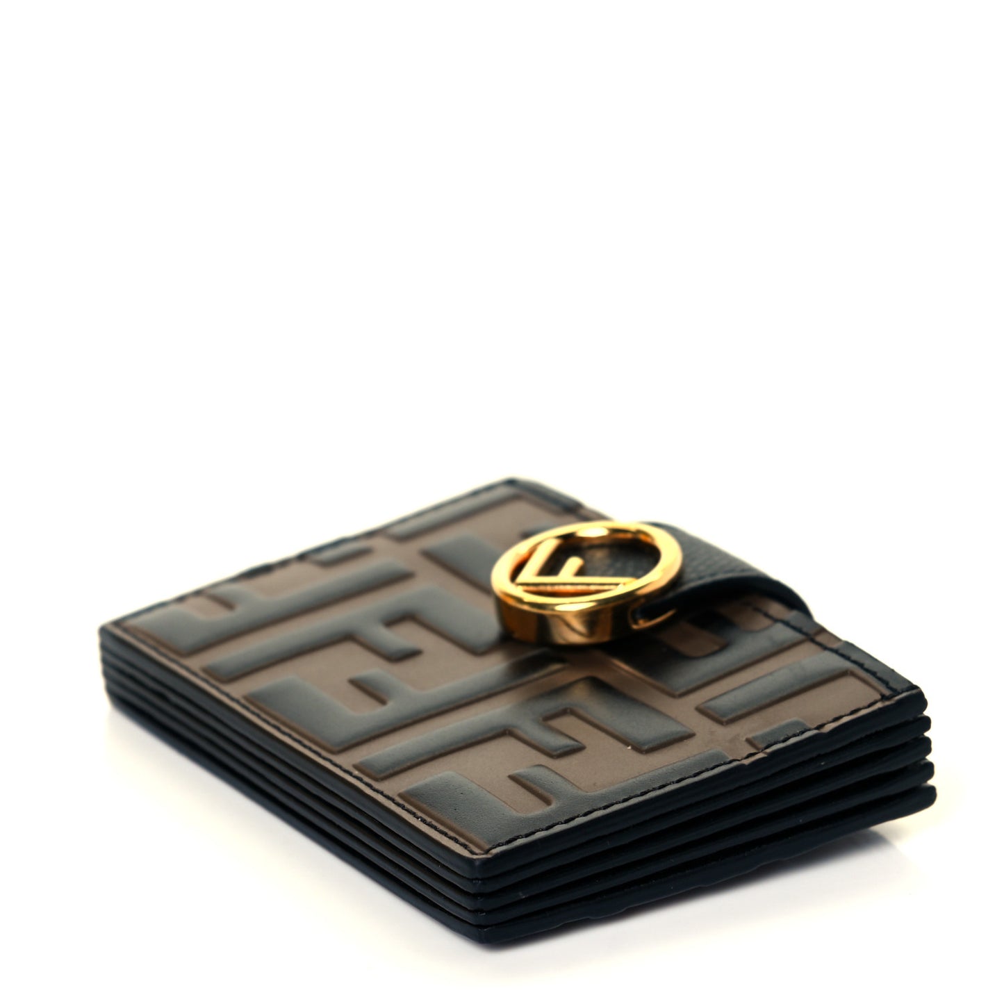 Vitello Cruise F is Fendi Bi-Color FF 1974 Embossed Gusseted Card Holder Maya Black