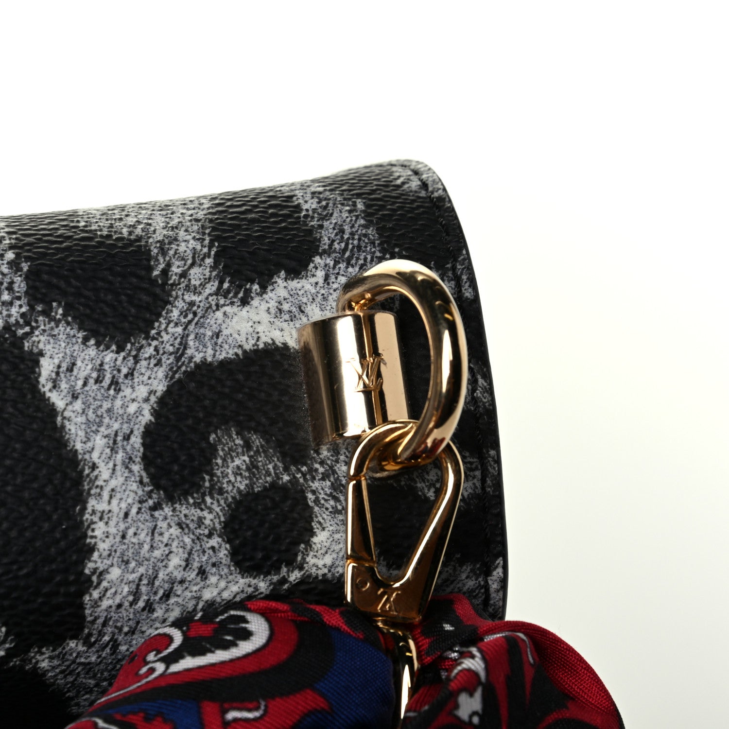 Louis Vuitton Calfskin Wild Animal Print Scarf Handle Twist Shoulder Bag MM 5 of 6