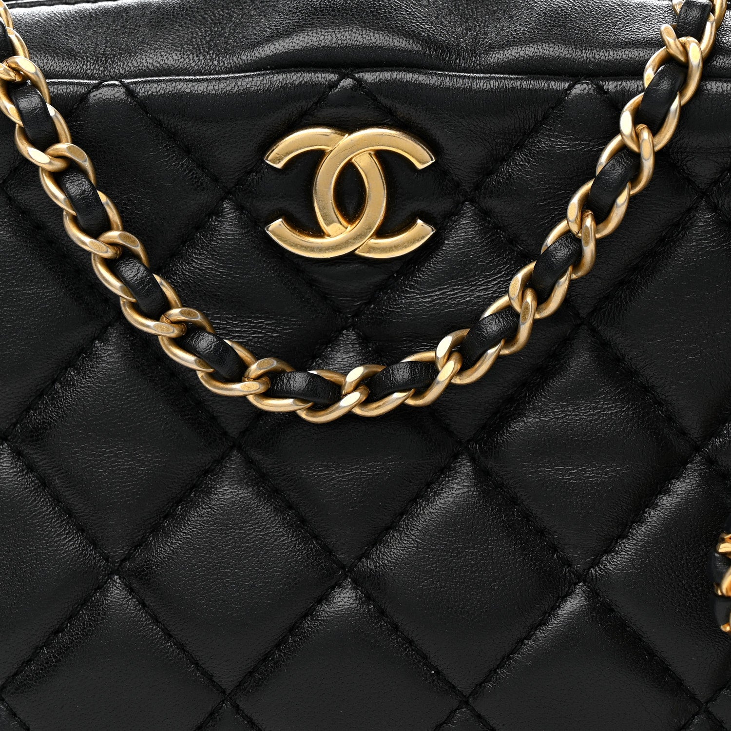 Chanel Lambskin Quilted CC Pearl Crush Camera Case Black 8 of 13