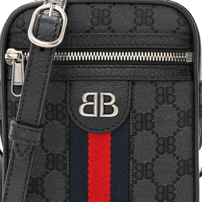 Gucci X Balenciaga BB Monogram Web Mini Ophidia Messenger Black 8 of 10
