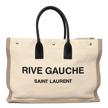 Saint Laurent Linen Calfskin Rive Gauche Tote Optic White 1 of 10