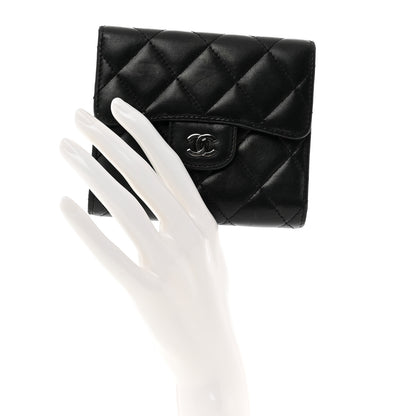 Chanel Lambskin Quilted Small Compact Wallet Black 2 of 9