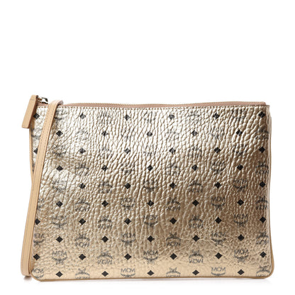MCM Metallic Visetos Medium Crossbody Pouch Berline Gold 1 of 11