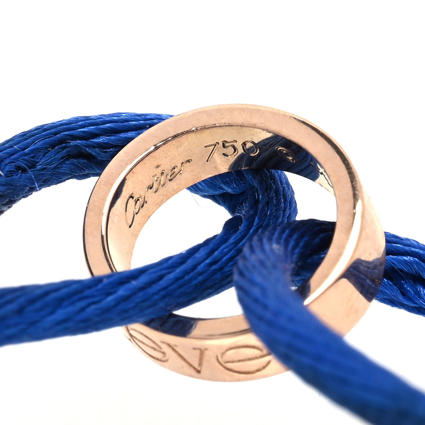 18K Pink Gold Charity LOVE Adjustable Cord Bracelet Blue