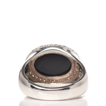 David Yurman Sterling Silver Diamond Black Onyx Signature Oval Ring 54 7 4 of 7