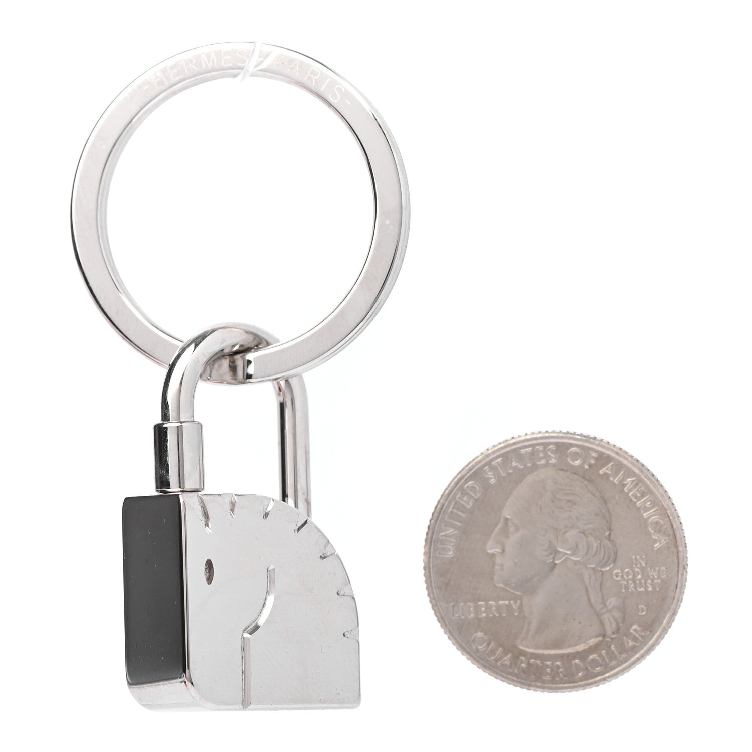 Hermes Palladium Cadenas Horse Key Ring 2 of 4