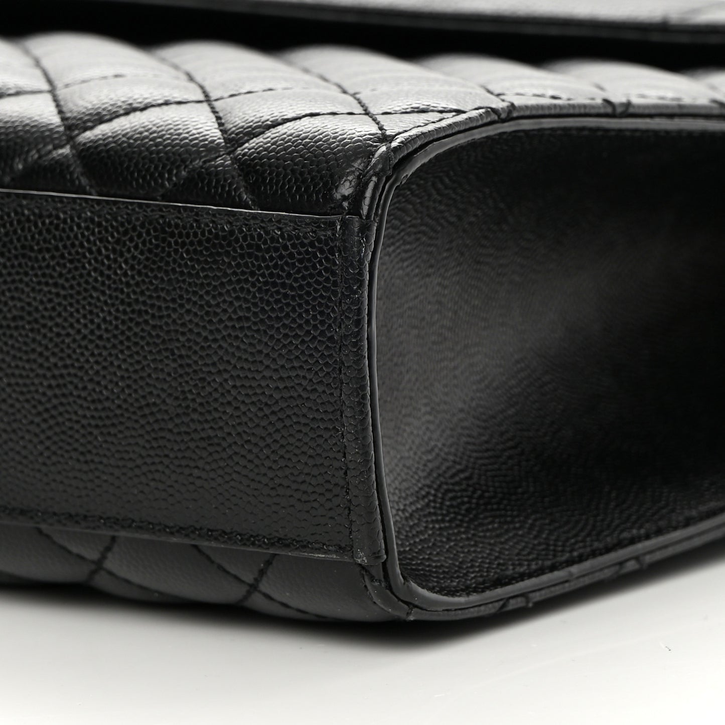 Grain De Poudre Textured Mixed Matelasse Large Triquilt Monogram Satchel Black
