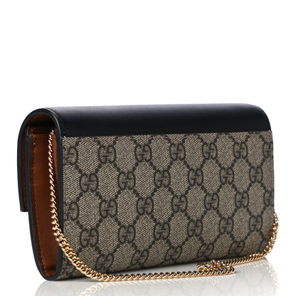 Gucci GG Supreme Monogram Moon Calfskin Padlock Continental Chain Wallet Beige Ebony Black 4 of 14