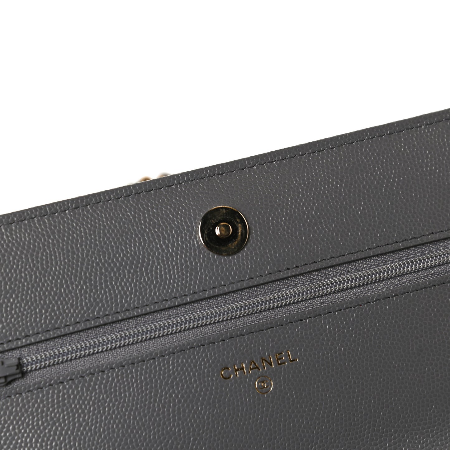 Caviar Quilted French New Wave Chain CC Wallet On Chain WOC Grey