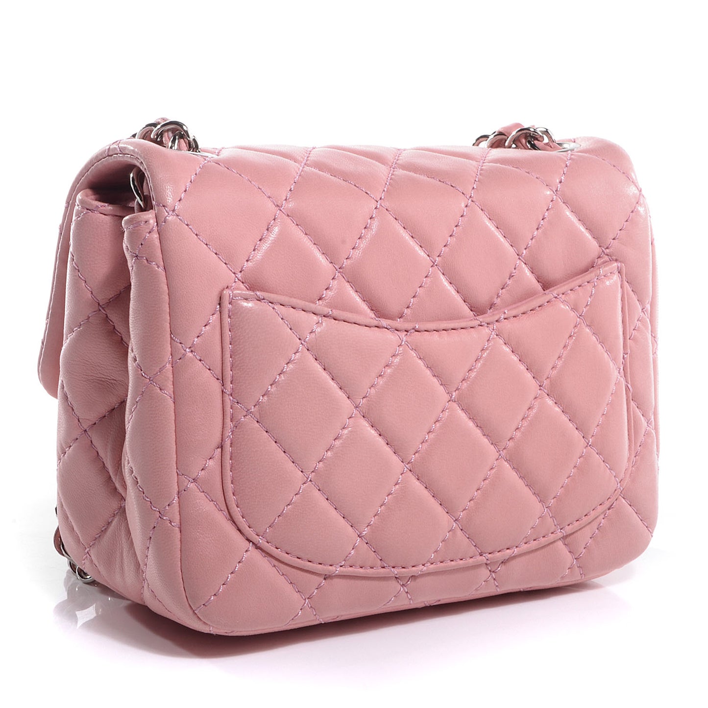 Lambskin Quilted Mini Square Flap Light Pink