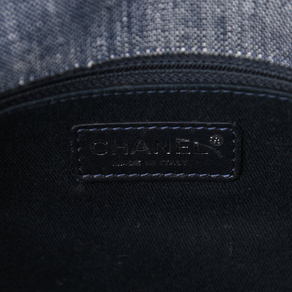 Chanel Denim Quilted Medium Airlines Buckle Messenger Bag Blue 6 of 13