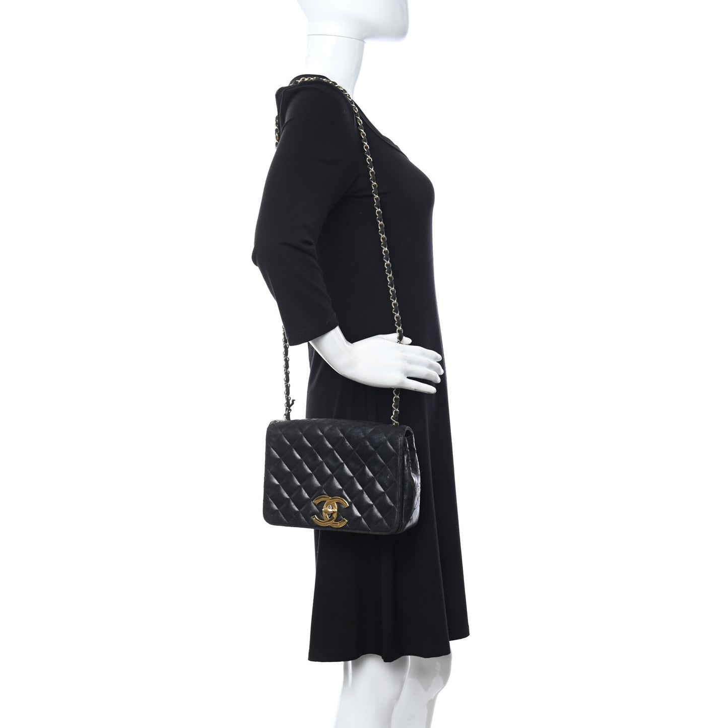 Lambskin Quilted Small Single Flap Black