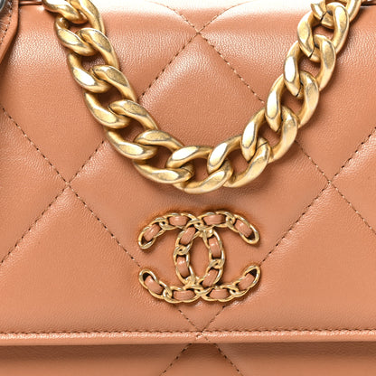 Chanel Lambskin Quilted Chanel 19 Wallet On Chain WOC Brown 9 of 11