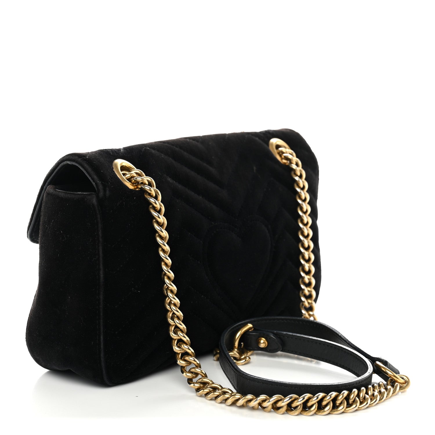 Gucci Velvet Matelasse Mini GG Marmont Shoulder Bag Black 3 of 12