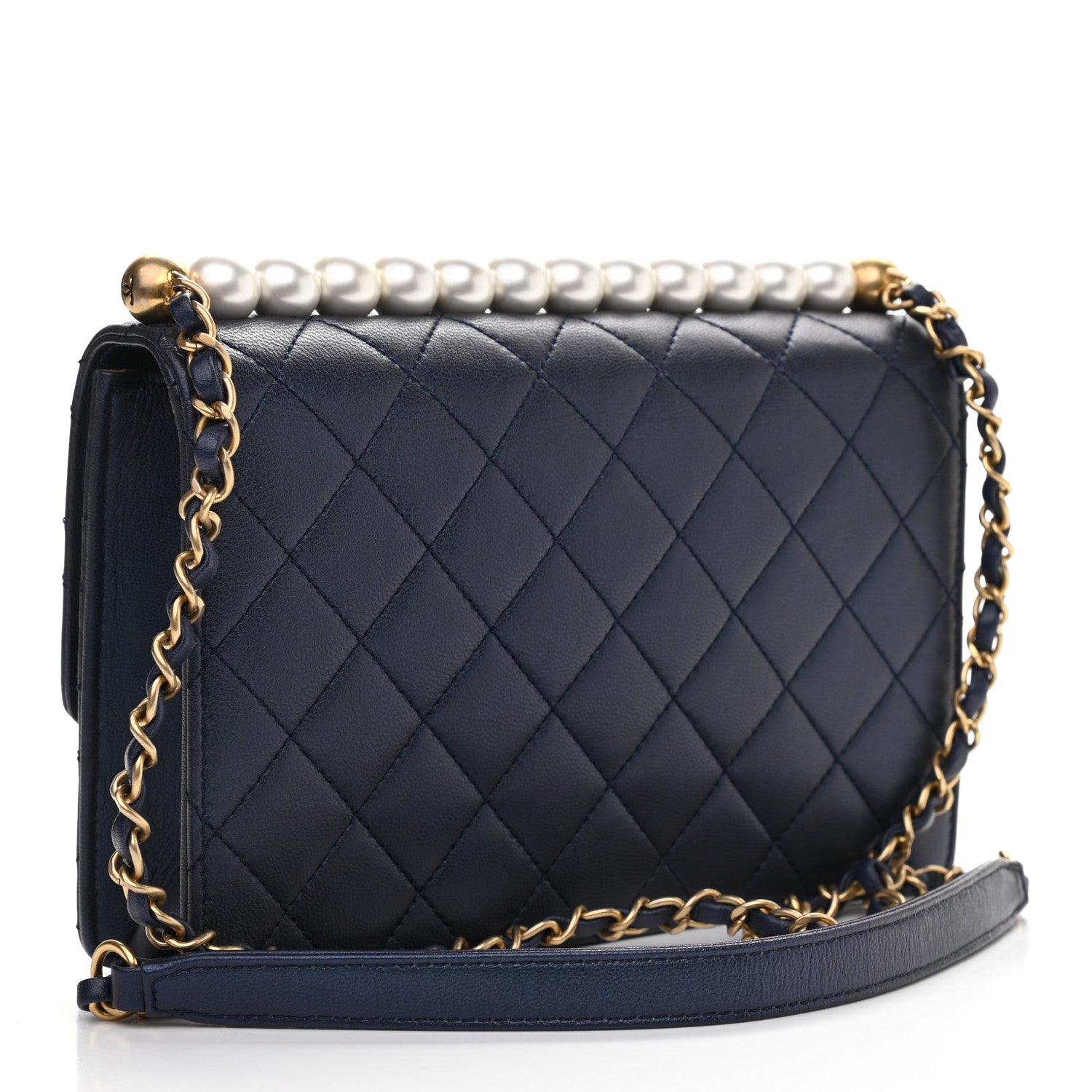 Chanel Iridescent Lambskin Quilted Small Chic Pearls Flap Blue 3 of 10