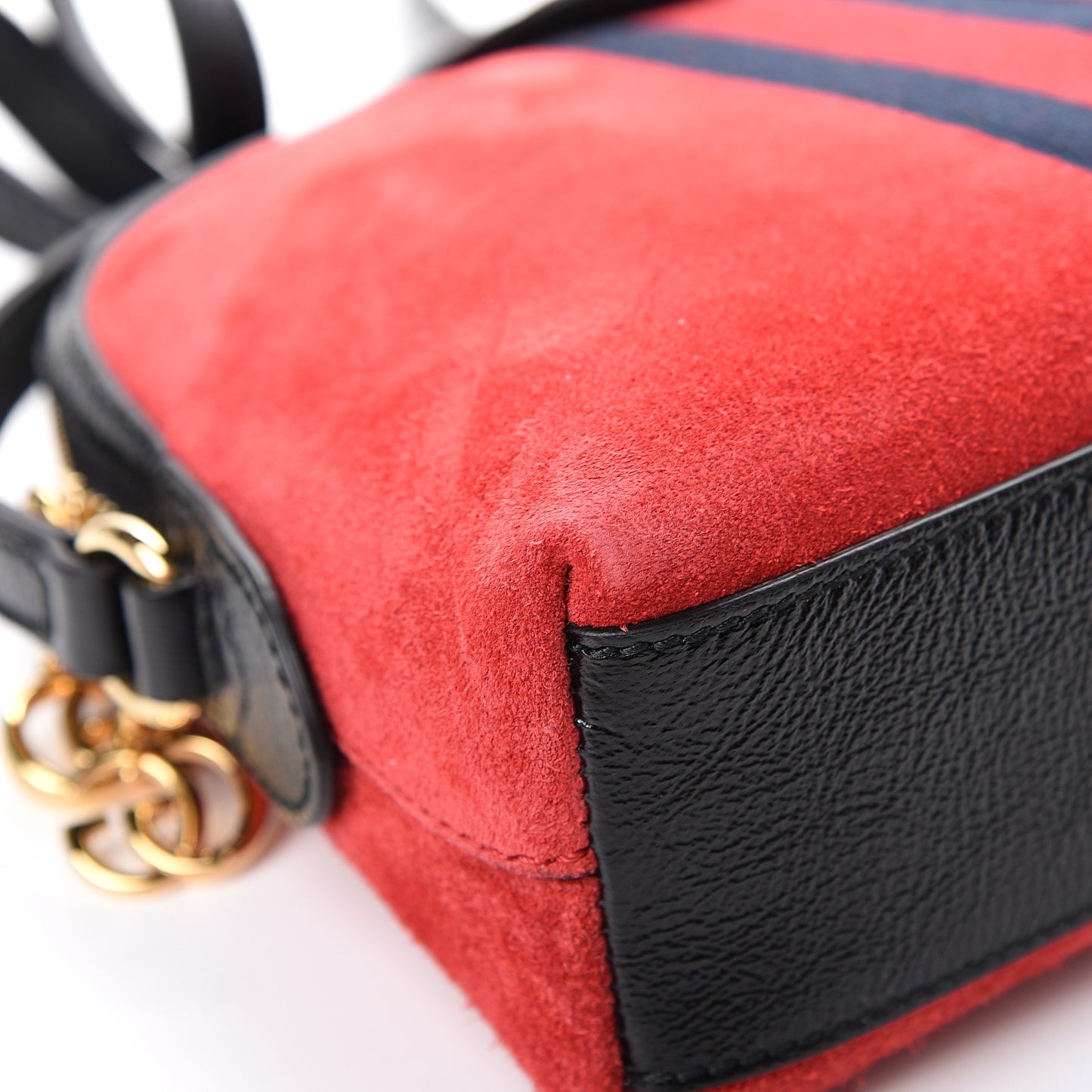 Suede Patent Web GG Small Ophidia Dome Shoulder Bag Hibiscus Red
