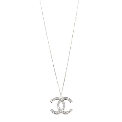 Chanel Crystal Timeless CC Necklace Silver 1 of 5