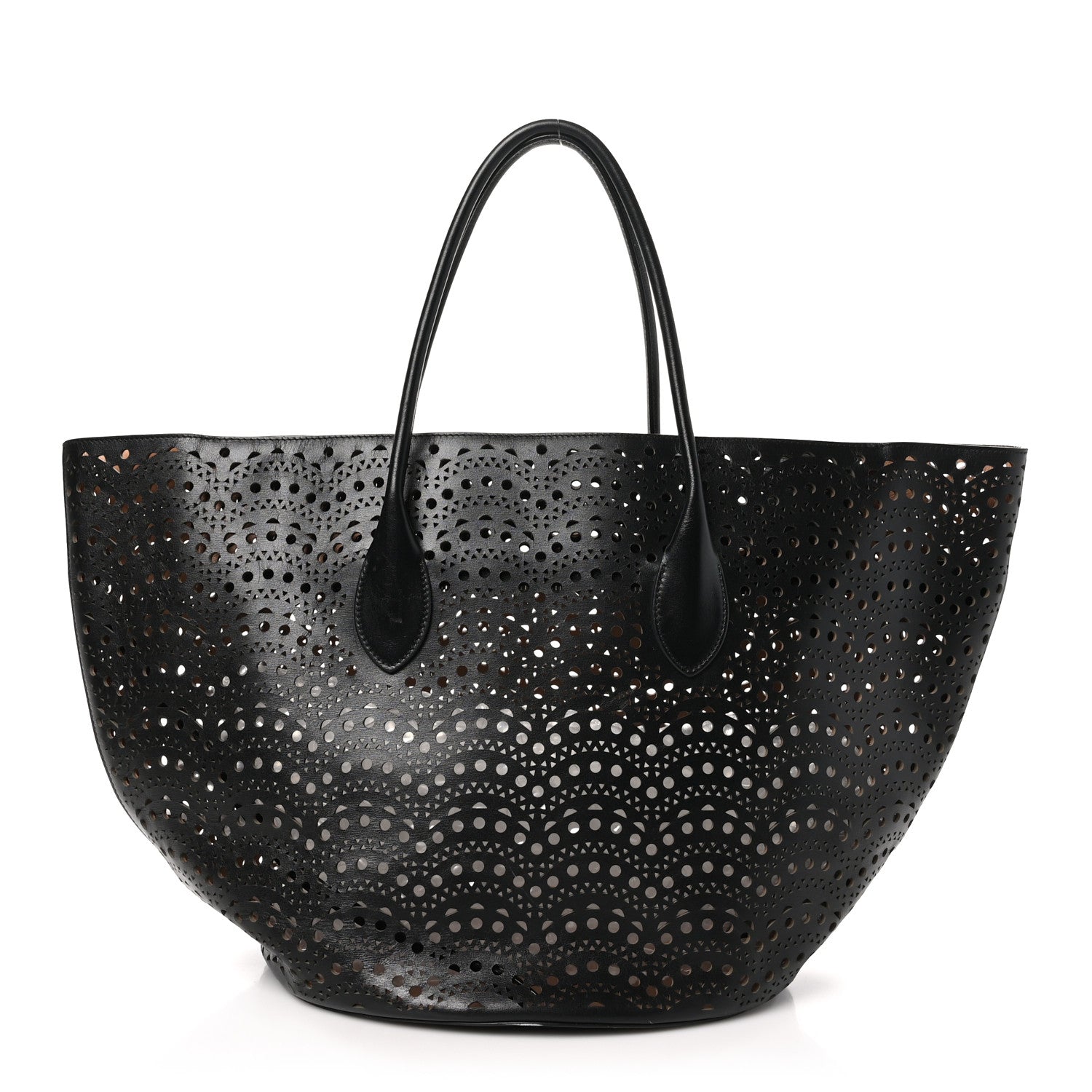Alaia Calfskin Laser Cut Tote Black 1581992 – FASHIONPHILE