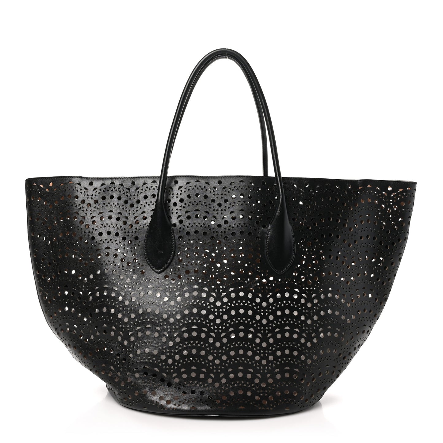 Calfskin Laser Cut Tote Black
