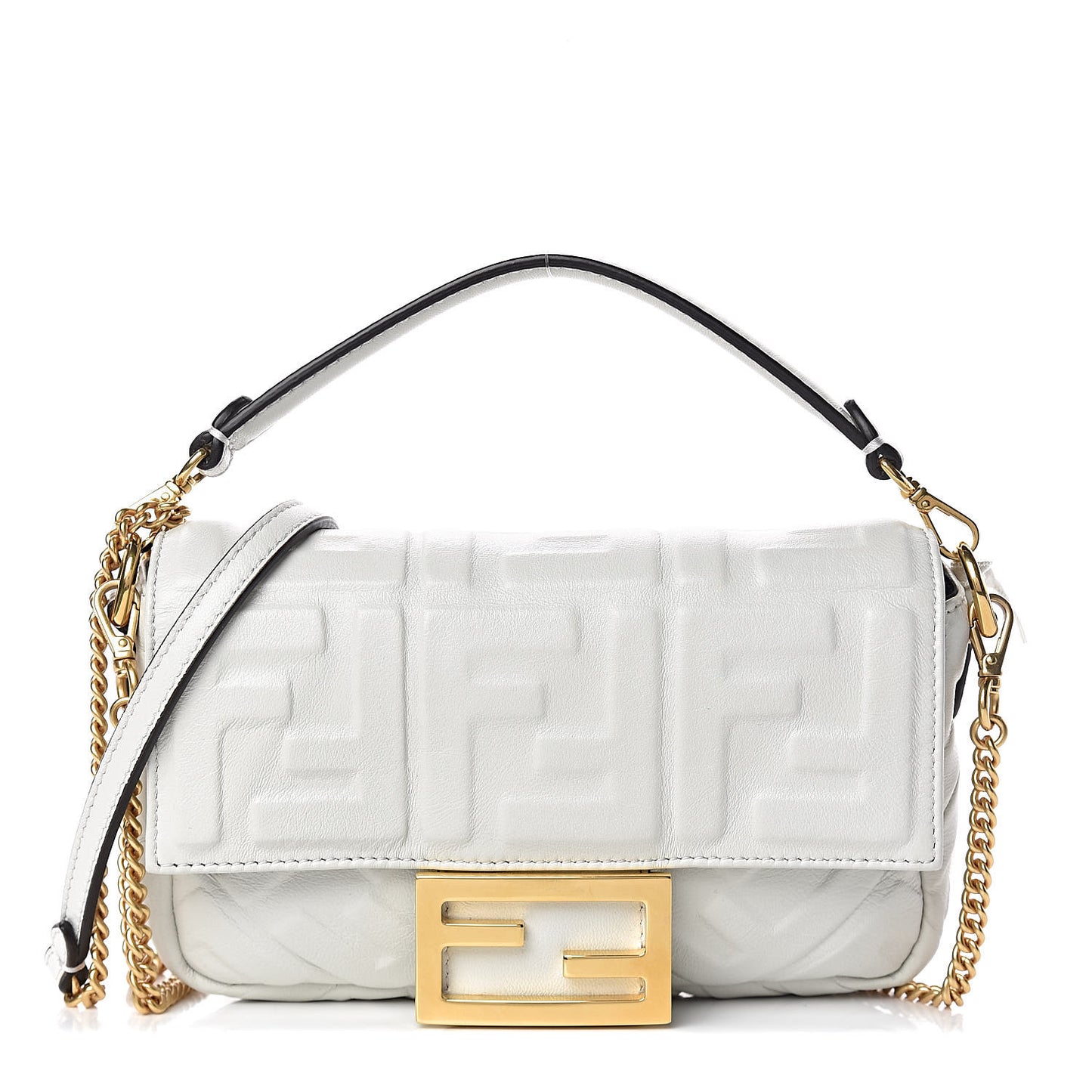Nappa FF 1974 Embossed Mini Baguette White